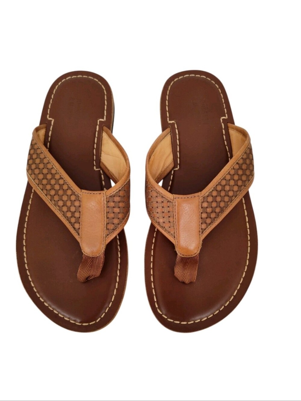 Johnston & Murphy Mens Norris Thong Sandals Cushioned Brown Leather Size 8
